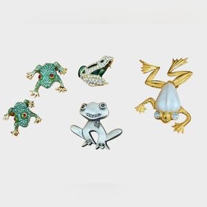 Collection of Frog Pins and Brooches Swarovski, Trifari